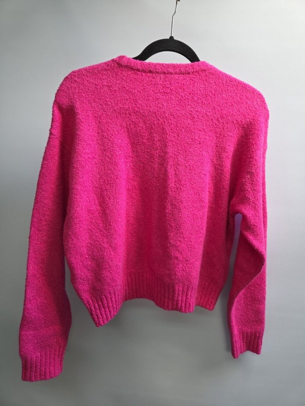 DKNY Jeans Women's Pink Bouclé Tinsel Logo Crewneck Long Sleeve Sweater Size M - Picture 6 of 6